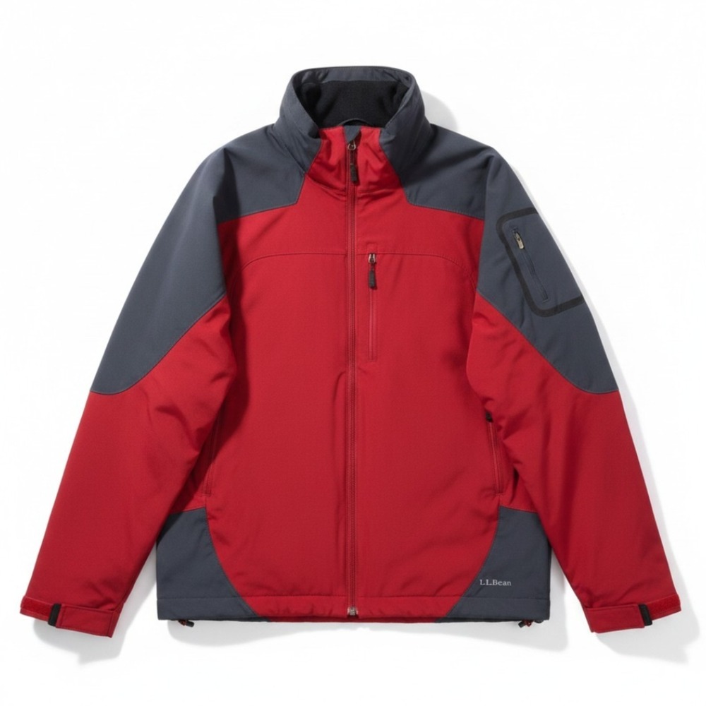 VTG LL Bean Jacket Mens L Red Gray 3-in-1 Quilted Insert Winter Parka Ski Coat